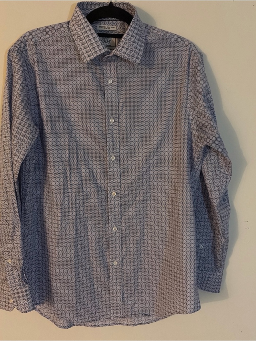 JoS A Banks Blue/Purple Geometric Print Dress Shirt